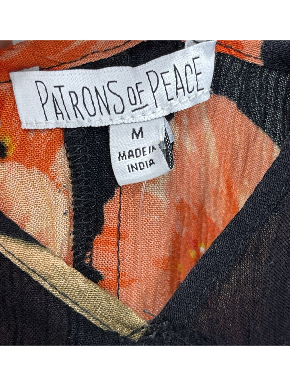 Patrons of Peace Black Orange Floral Maxi Dress Spaghetti Strap M Casual Boho - Picture 9 of 9